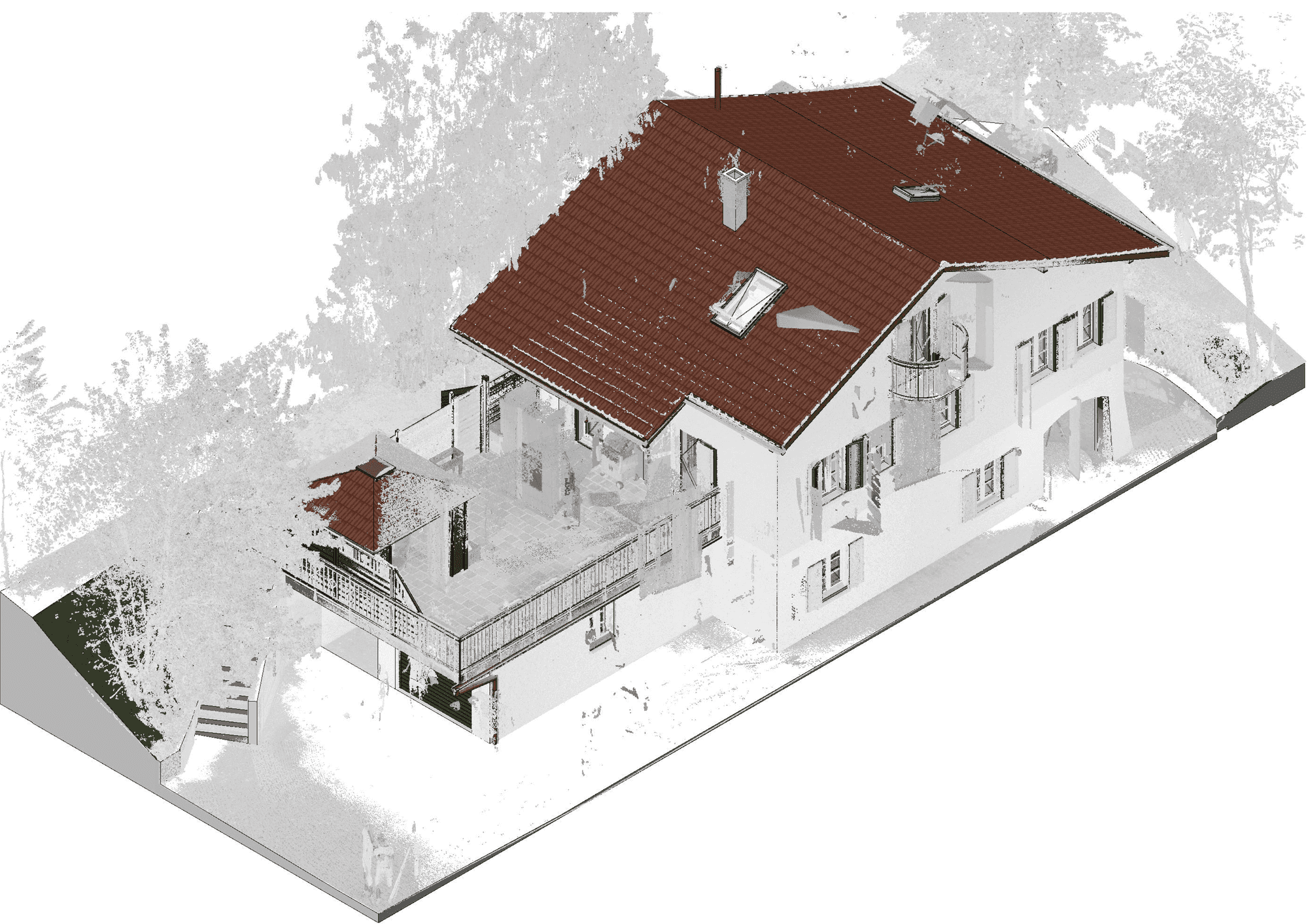 Residential villa scan-to-BIM model from point cloud